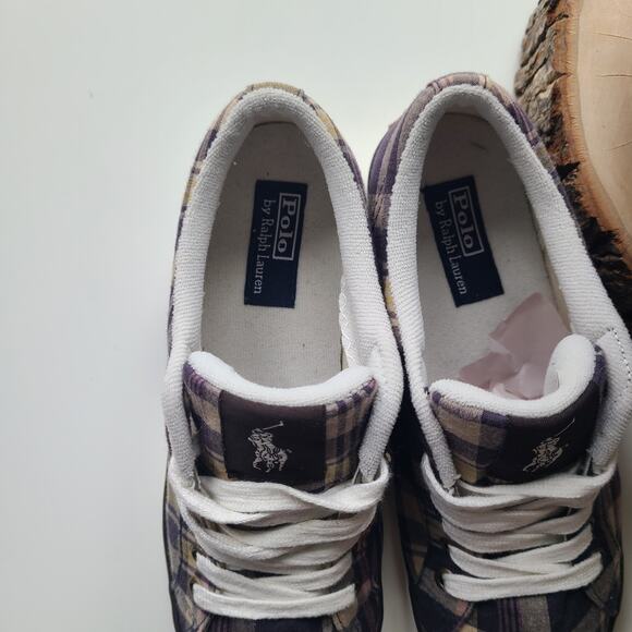 Men’s Polo Ralph Lauren‎ Giles Madras Plaid Sneaker Shoes Size 4.5./5 *Mismatch* - Picture 3 of 10